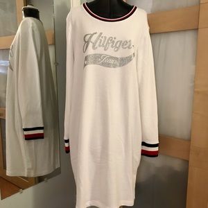 NEW Hilfiger Wht/Red/Blue Sweat Dress, L